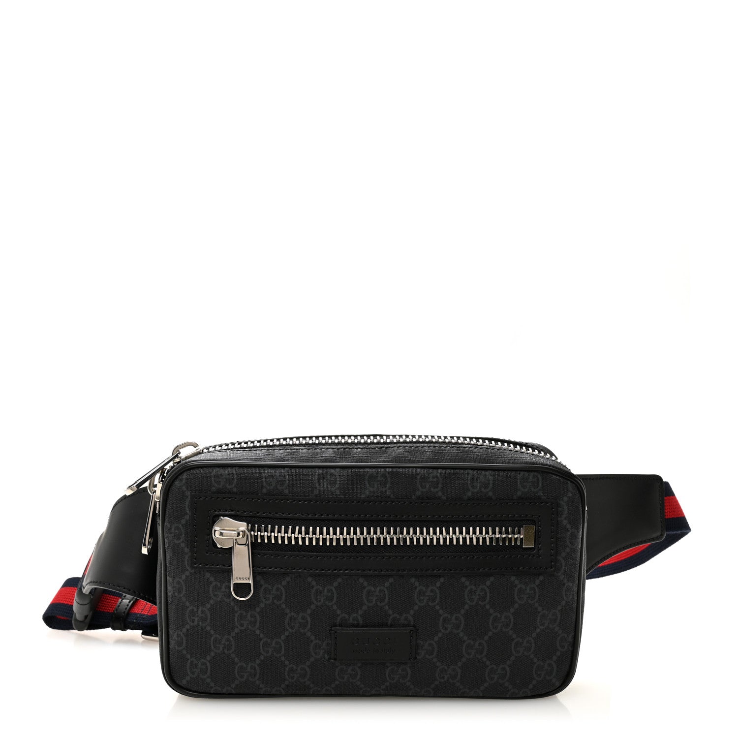 Soft GG Supreme Monogram Web Belt Bag Black Grey