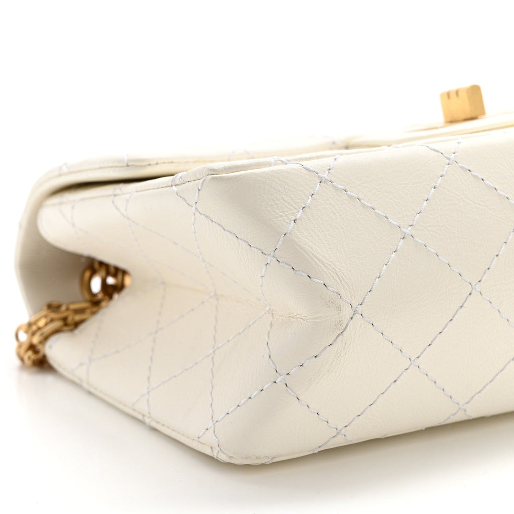 Aged Calfskin Quilted 2.55 Reissue Mini Flap White
