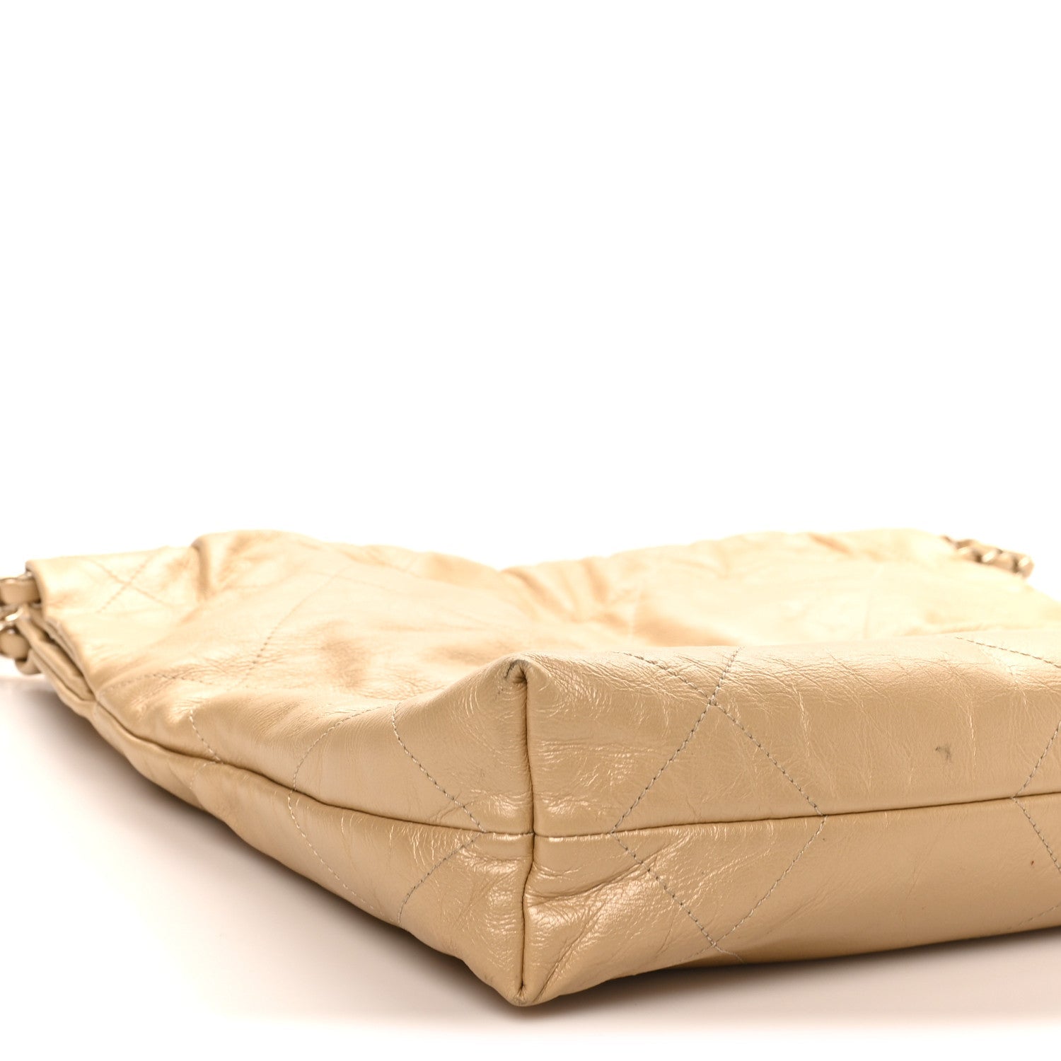 Metallic Calfskin Quilted Small Chanel 22 Light Gold
