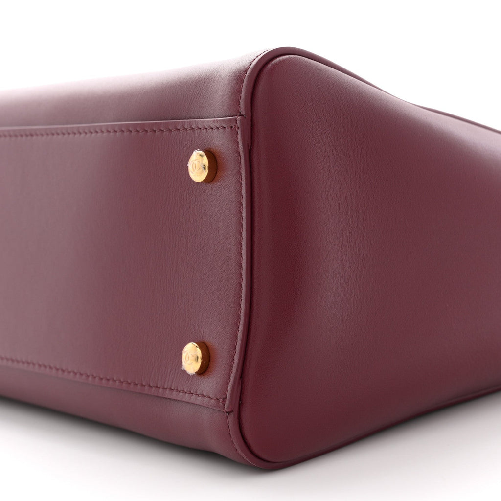 Calfskin Archetype Small Shopping Tote Dark Burgundy