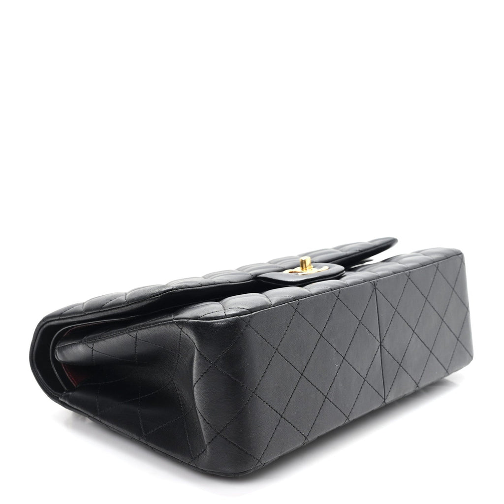 Lambskin Quilted Jumbo Double Flap Black