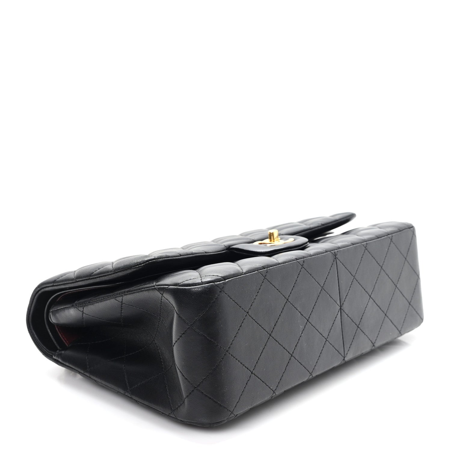Lambskin Quilted Jumbo Double Flap Black