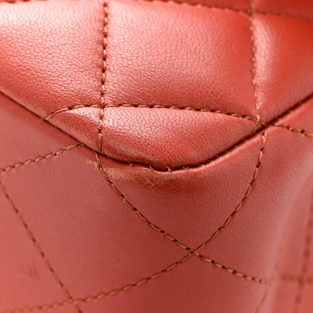 Lambskin Quilted Medium Double Flap Brown