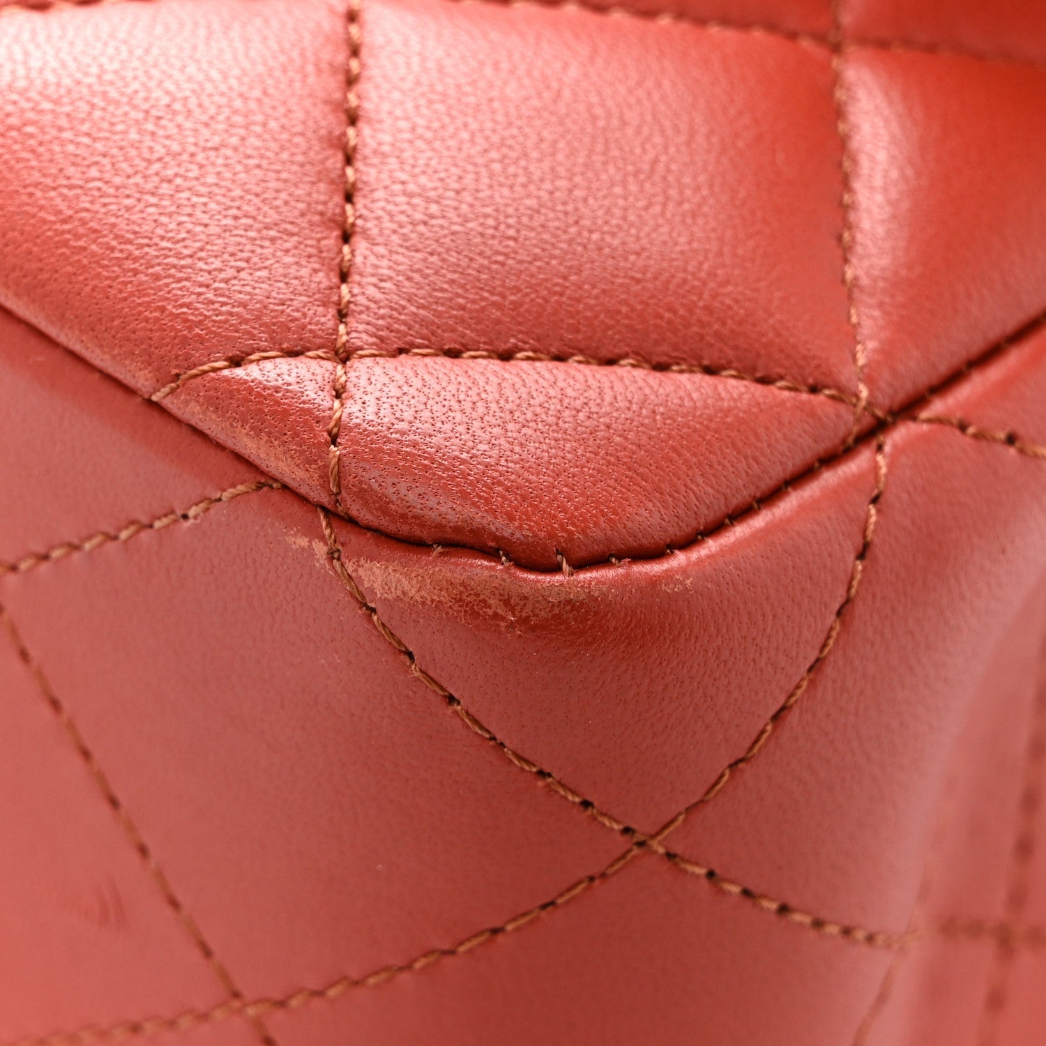 Lambskin Quilted Medium Double Flap Brown
