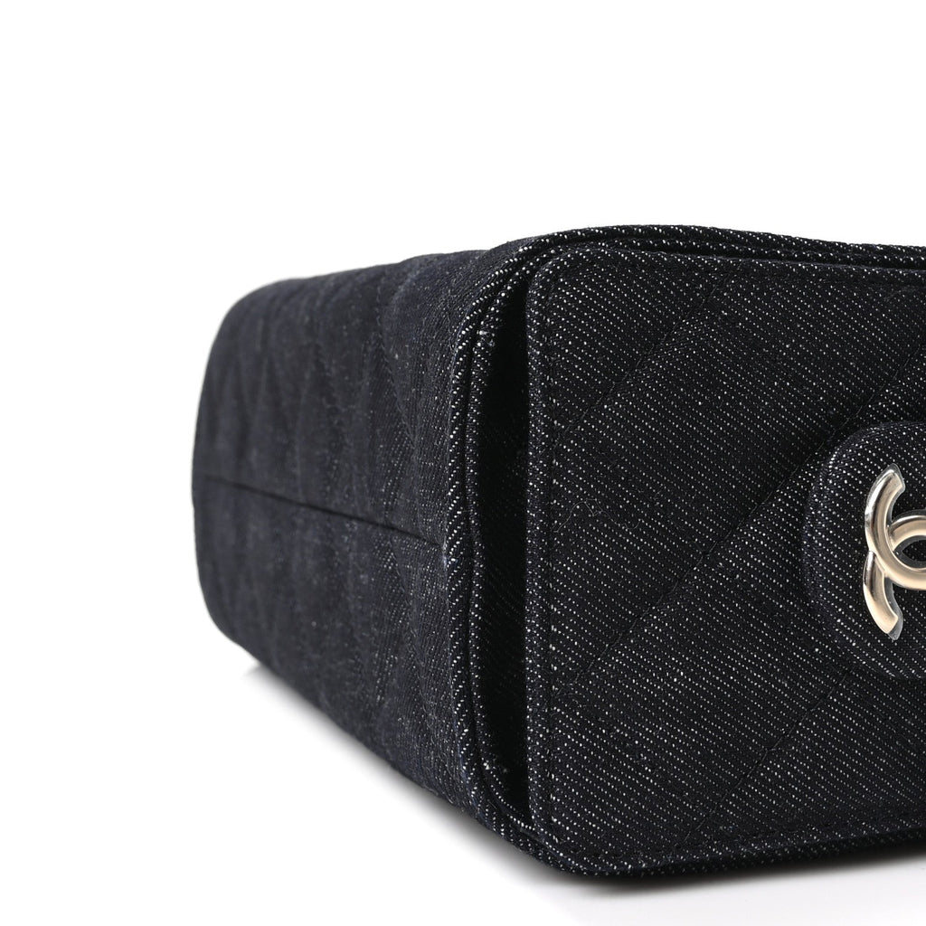 Denim Quilted Mini Chanel 25 Handbag Dark Blue