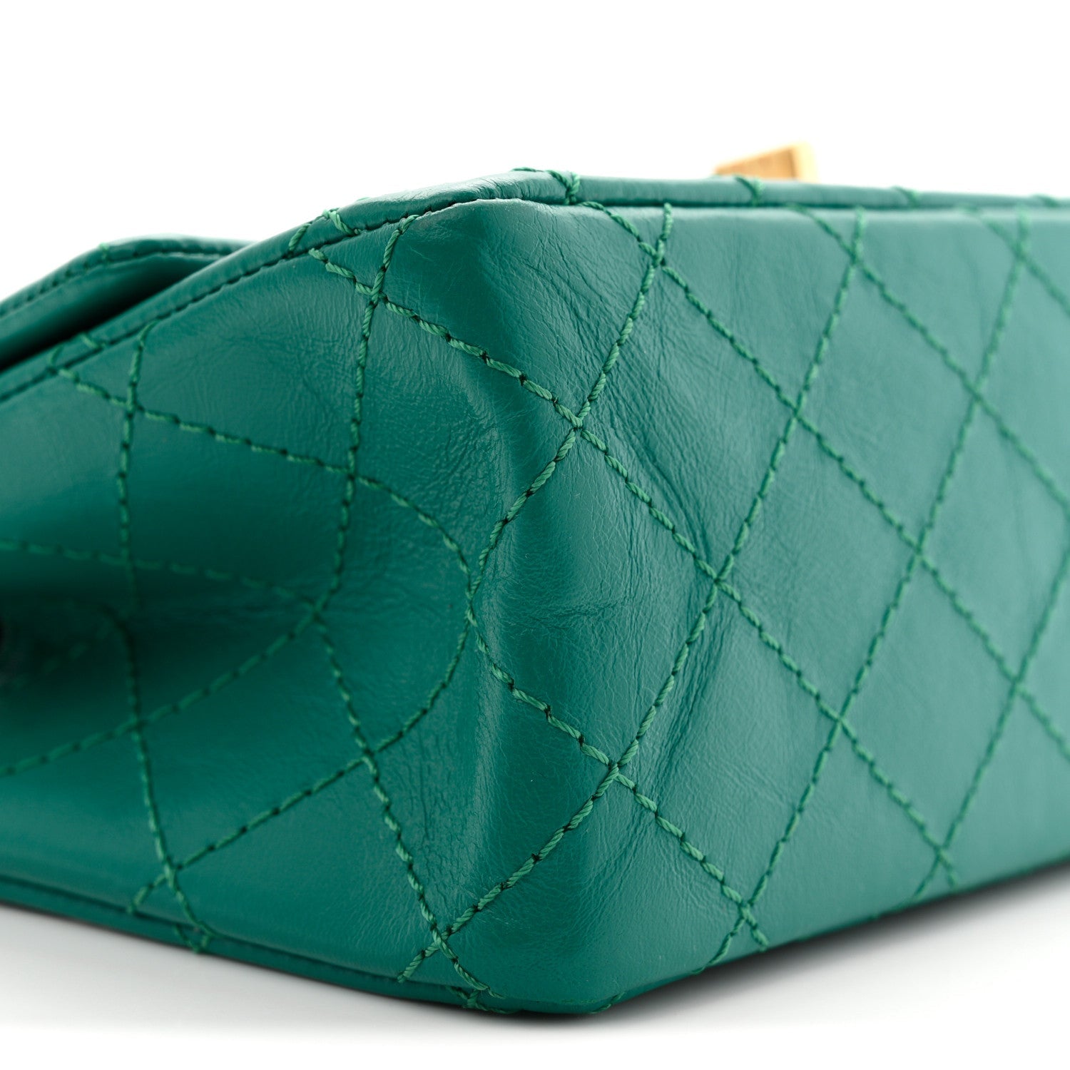 Aged Calfskin Quilted 2.55 Reissue Mini Flap Green
