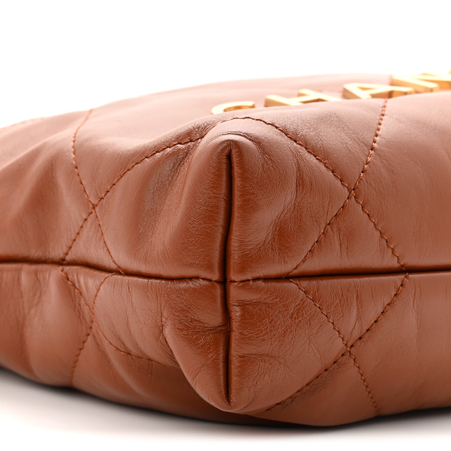 Shiny Calfskin Quilted Mini Chanel 22 Light Brown