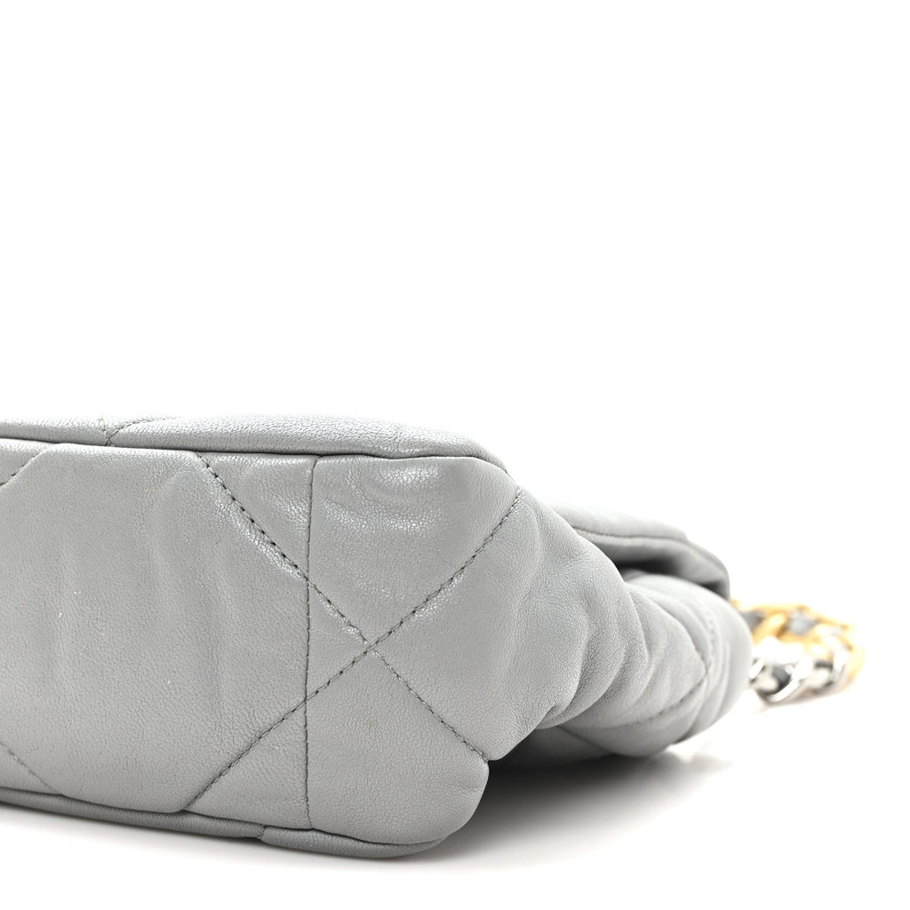 Goatskin Quilted Medium Chanel 19 Flap Grey