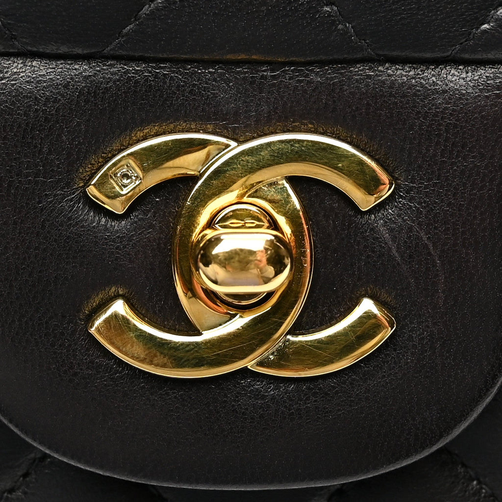 Lambskin Quilted Small Double Flap Black