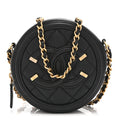 Caviar Quilted Round Filigree Crossbody Black