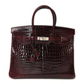 Shiny Porosus Crocodile Birkin 35 Bourgogne