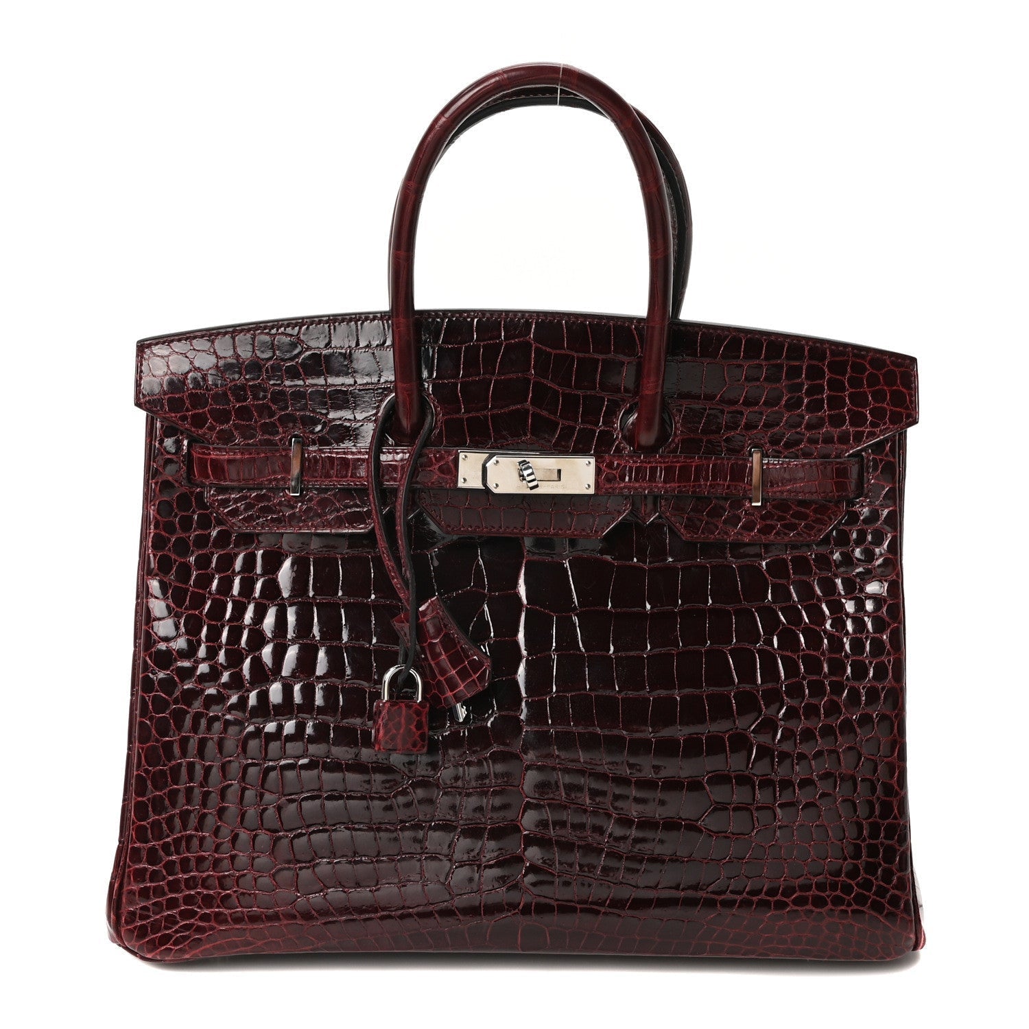Shiny Porosus Crocodile Birkin 35 Bourgogne