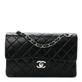 Lambskin Quilted Small Double Flap Black