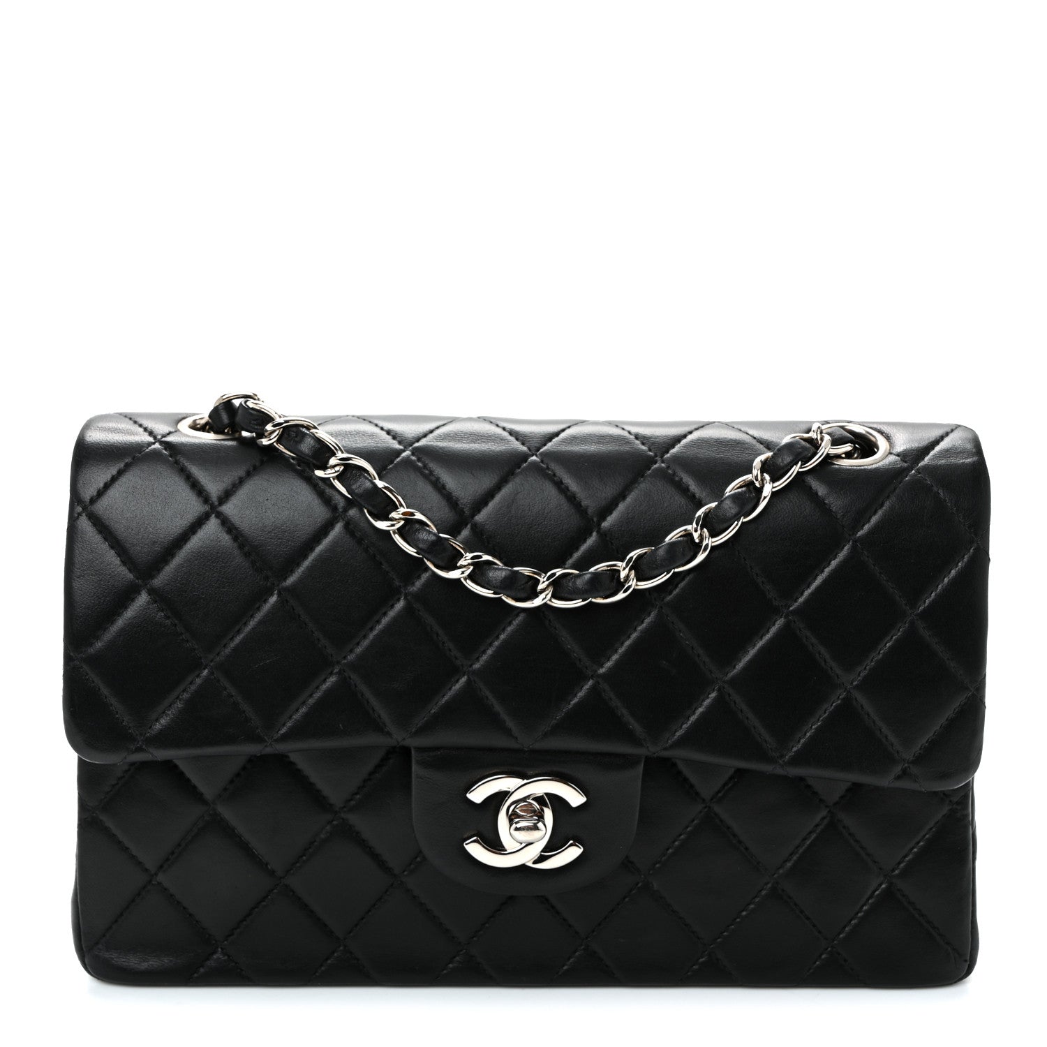 Lambskin Quilted Small Double Flap Black