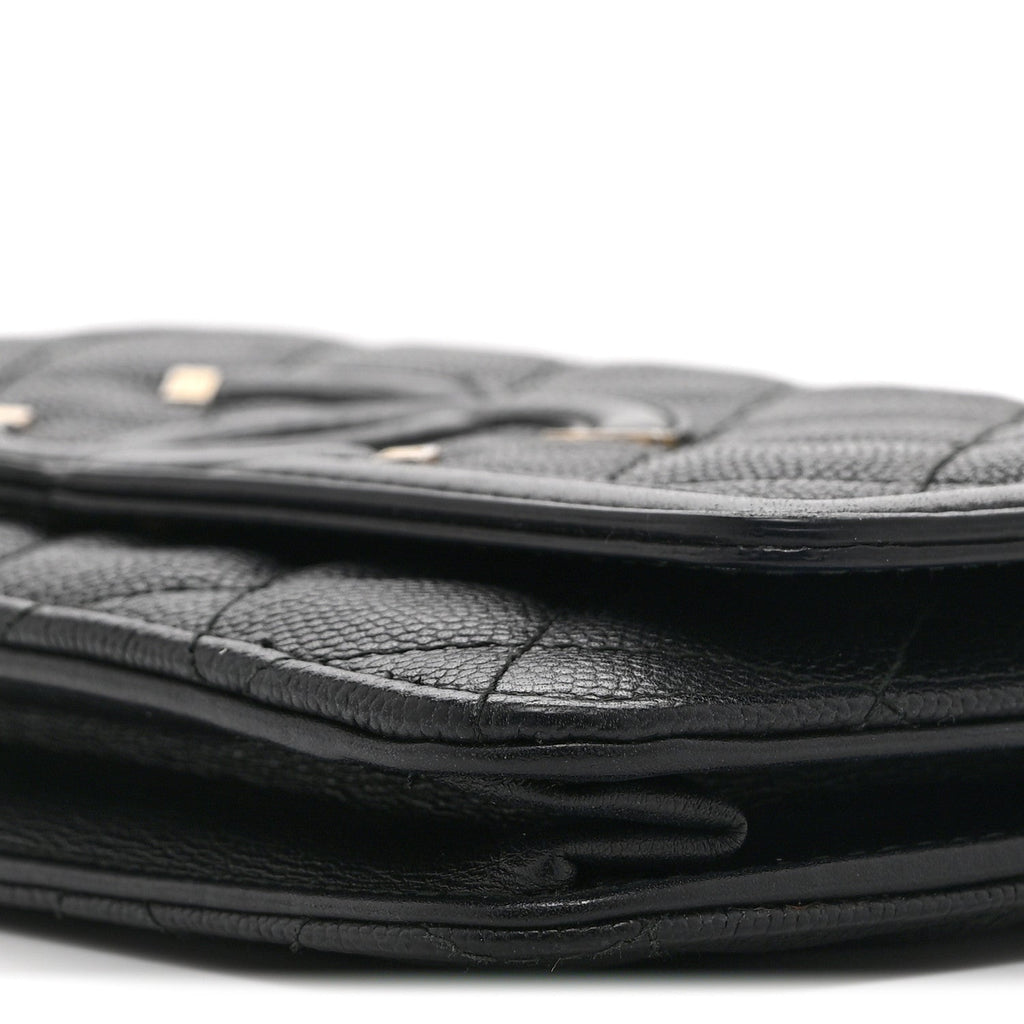 Caviar Quilted CC Filigree Wallet On Chain WOC Black