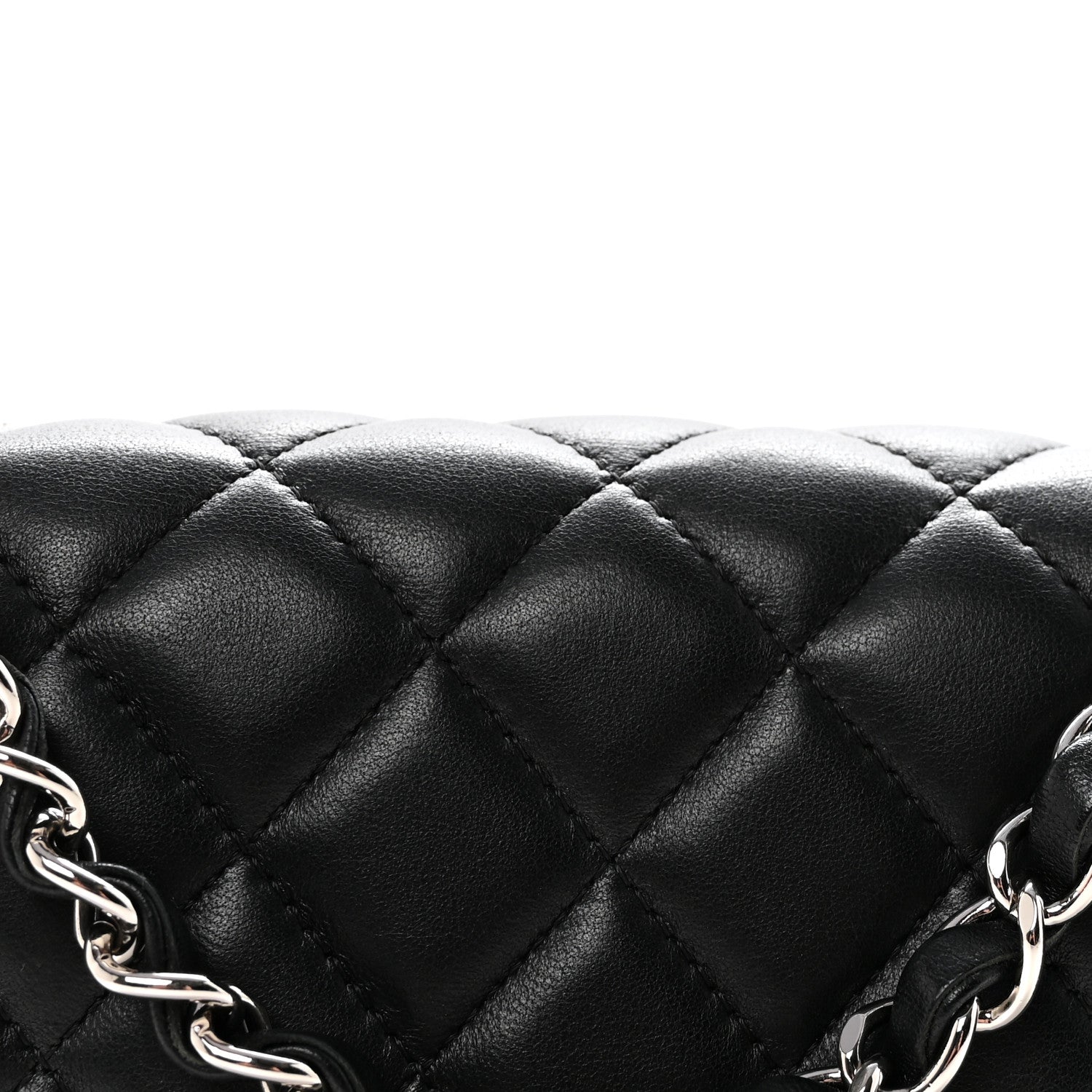 Lambskin Quilted Mini Rectangular Flap Black