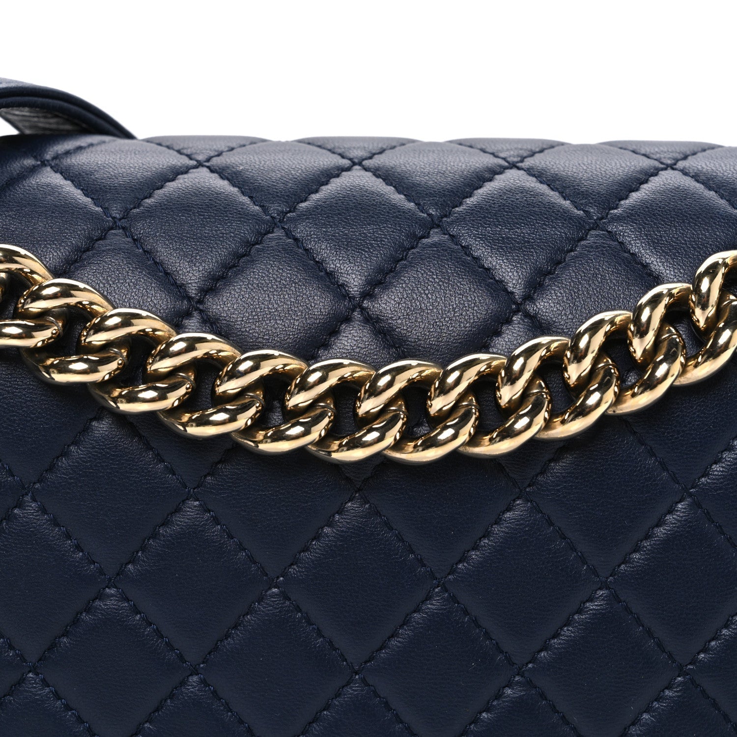 Lambskin Quilted New Medium Boy Flap Dark Navy Blue
