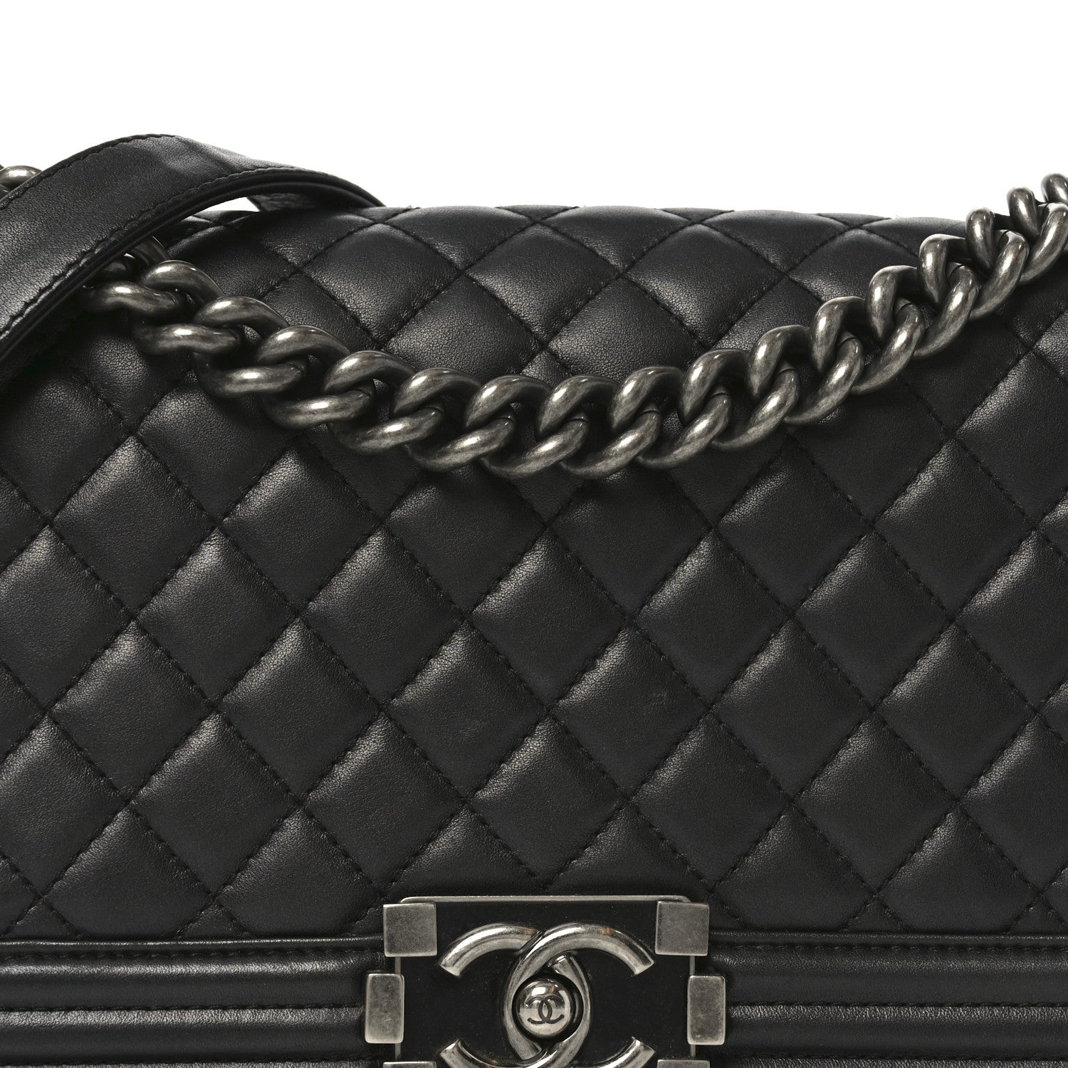 Lambskin Quilted Medium Boy Flap Dark Grey