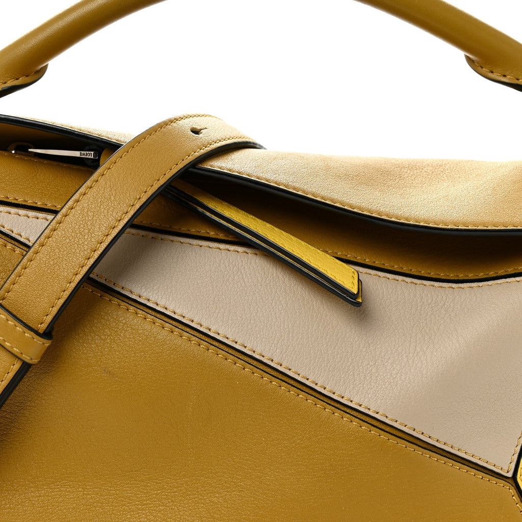 Grained Calfskin Small Puzzle Bag Ocre Yellow