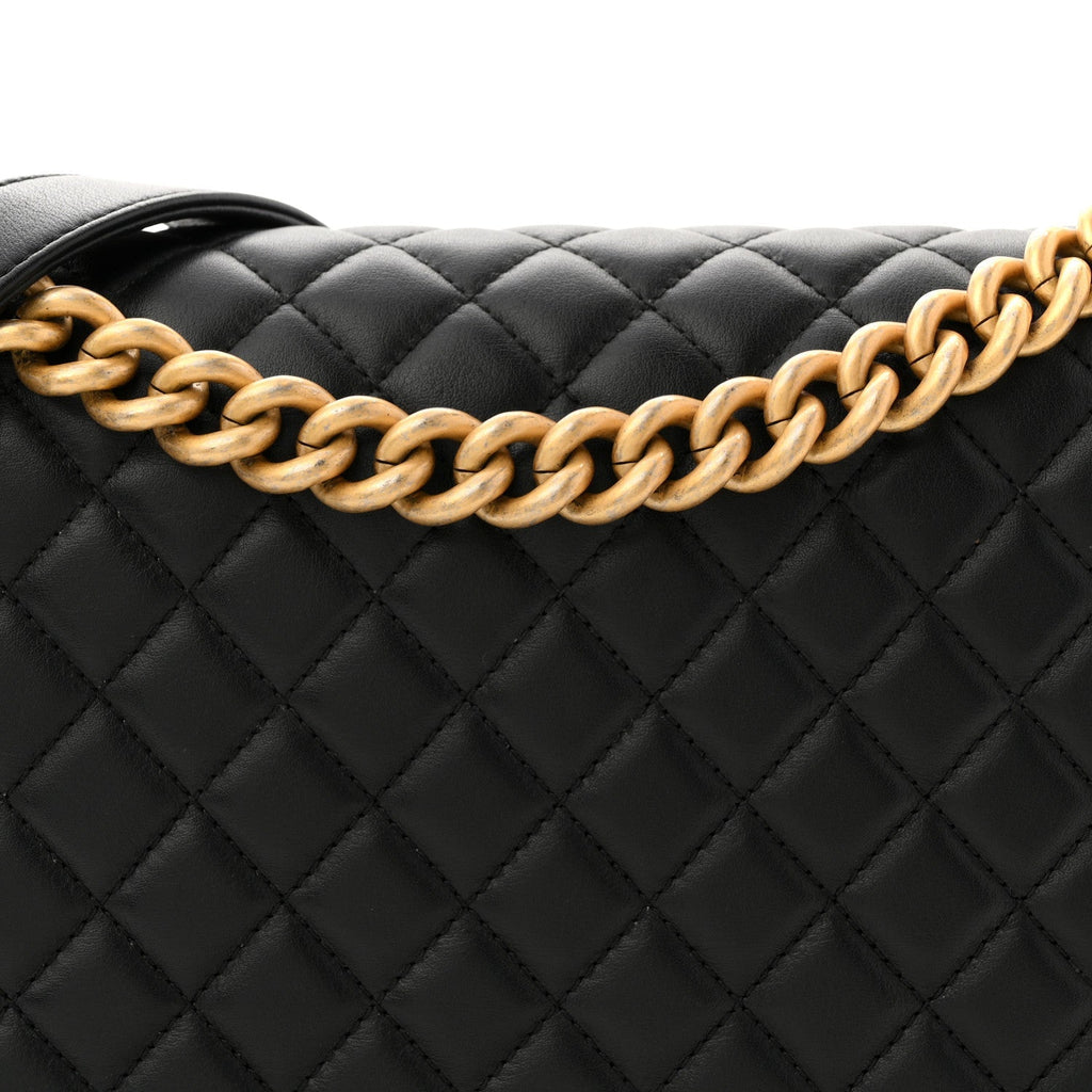 Calfskin Quilted New Medium Boy Flap Black