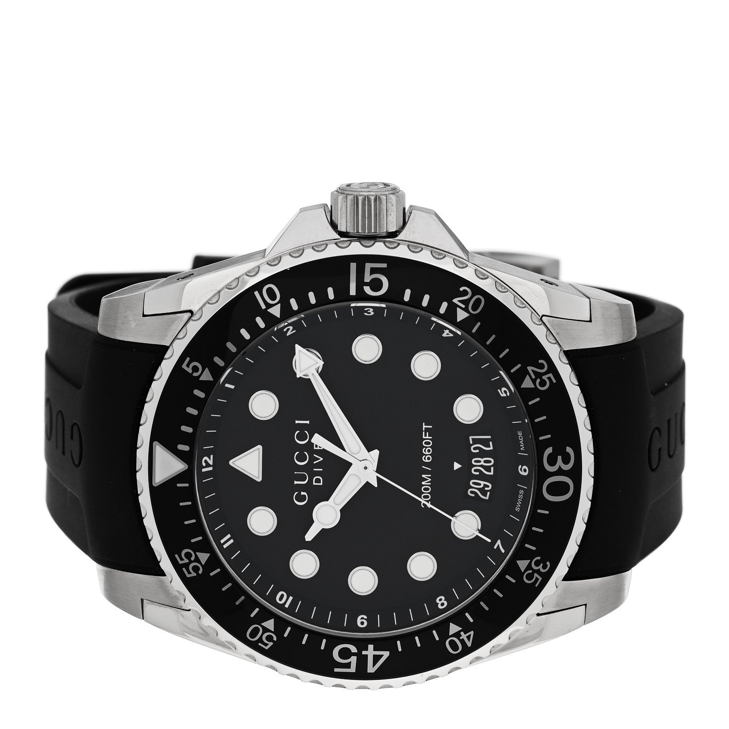 Stainless Steel Rubber 45mm Dive Quartz Watch Black