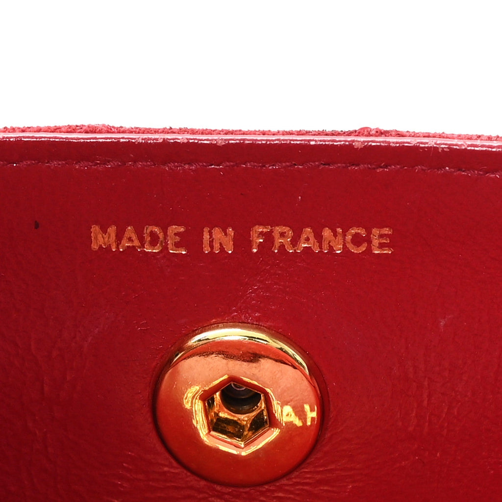 Suede Quilted Mini Square Flap Red