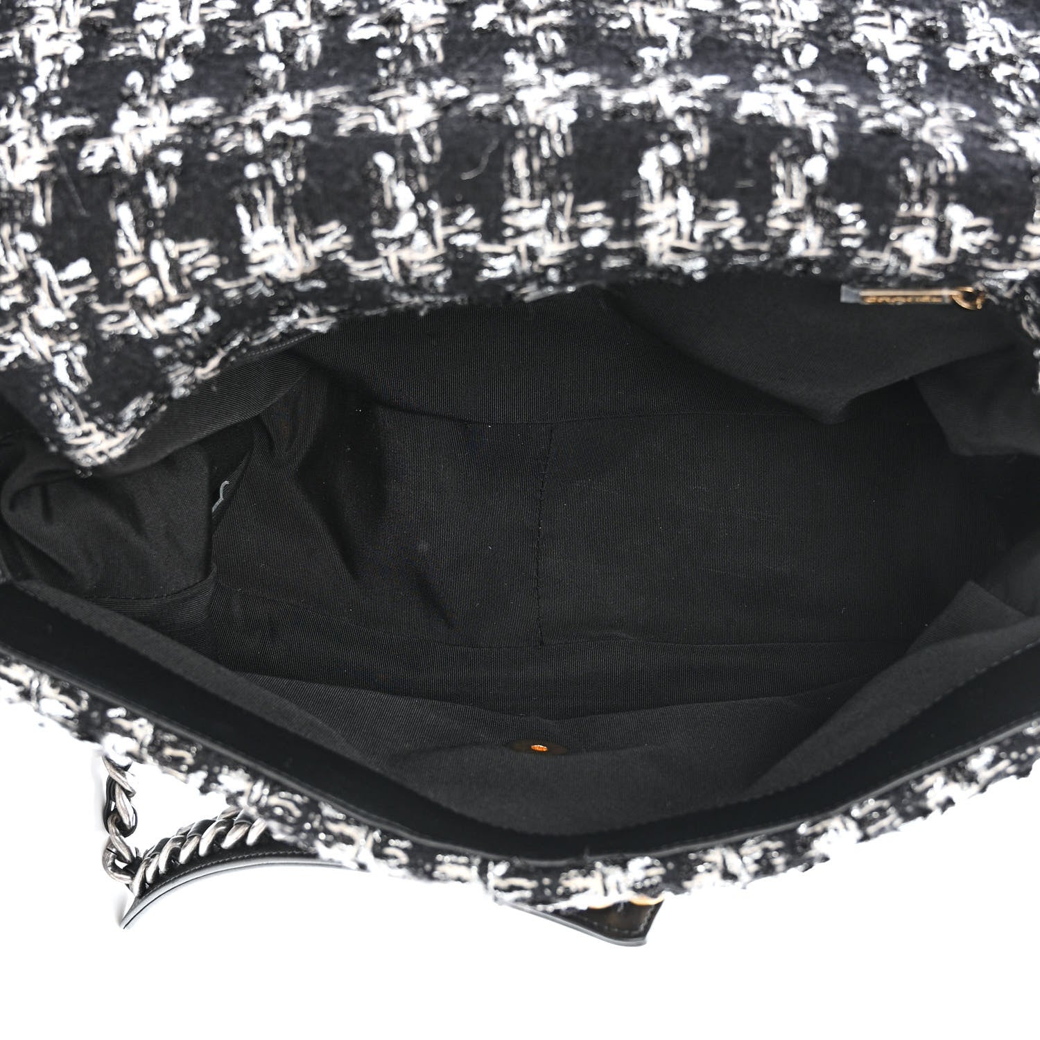 Tweed Quilted Maxi Chanel 19 Flap Black Silver Ecru