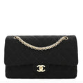 Jersey Quilted Medium Bijoux Chain Double Flap Black