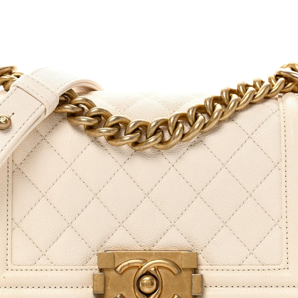 Caviar Quilted Small Boy Flap White