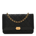Lambskin Quilted Boy Wallet On Chain WOC Black