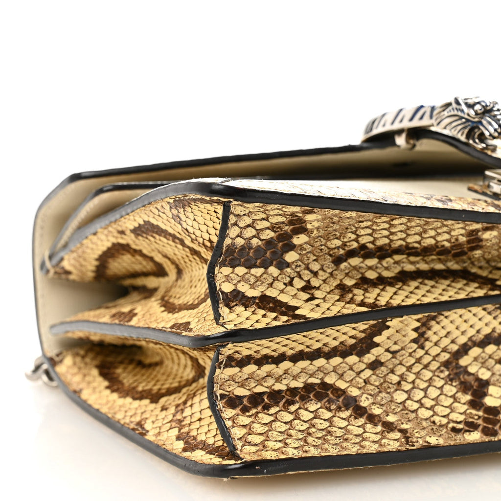 Calfskin Snakeskin Enamel Small Dionysus Shoulder Bag White Beige Electric Blue