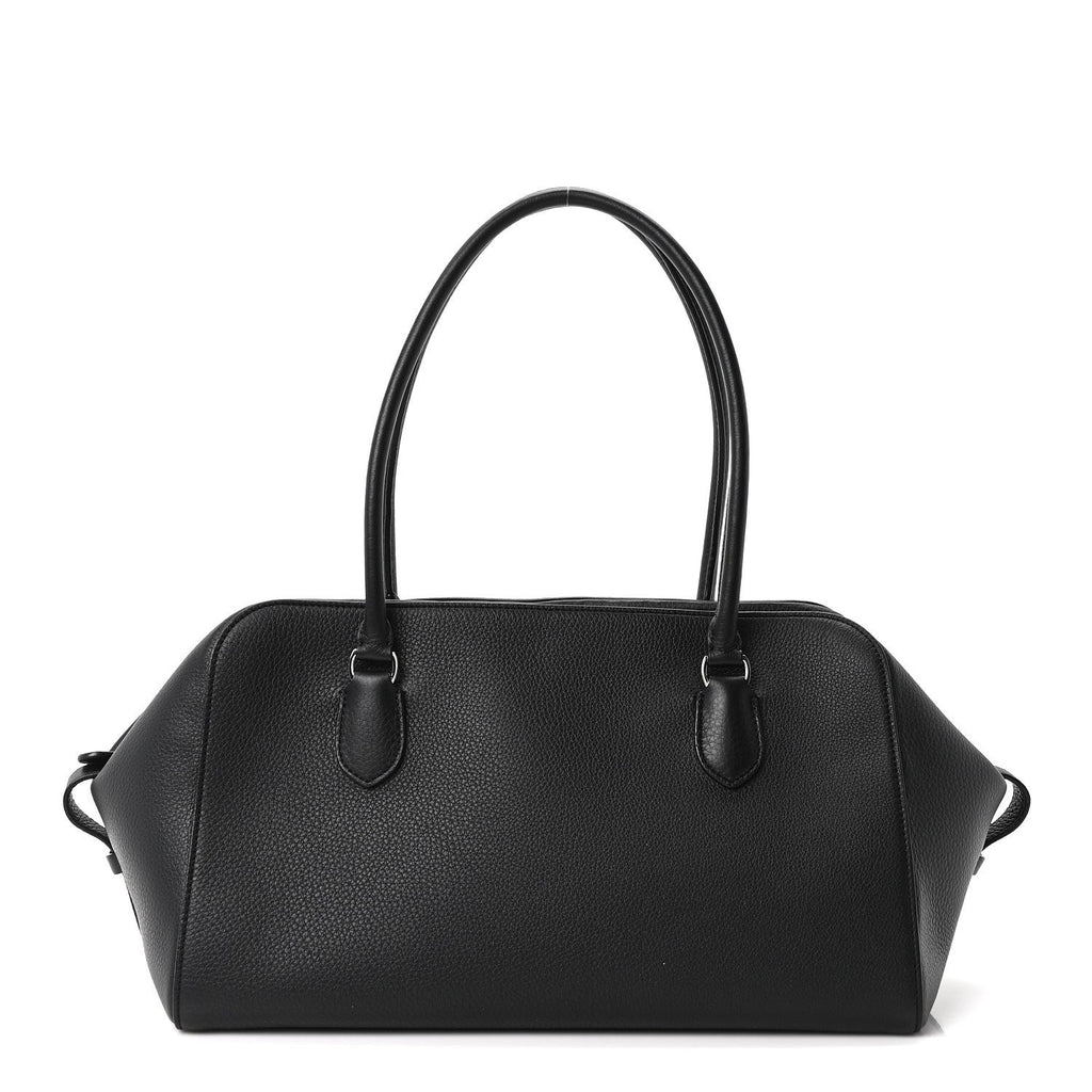 Grained Calfskin East West Bowling Bag Black
