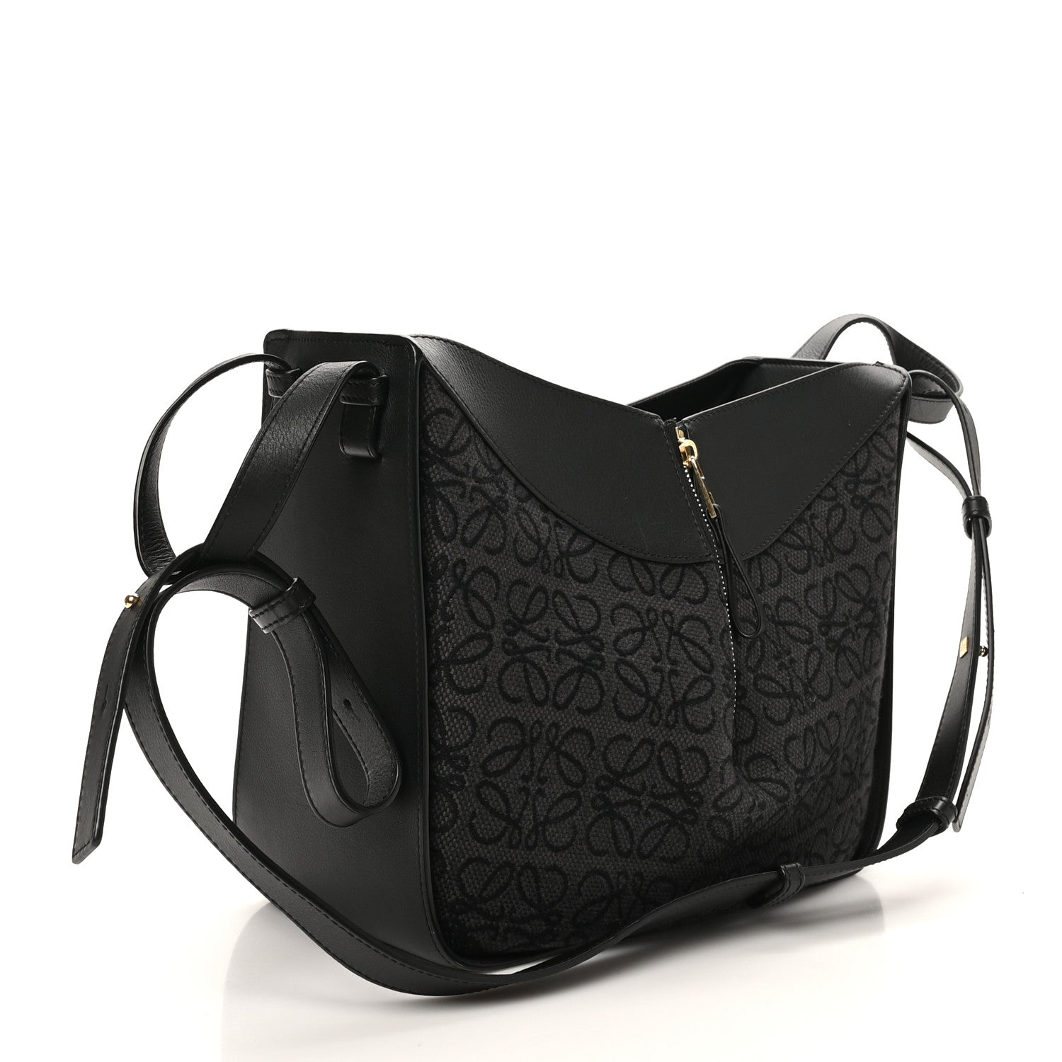 Jacquard Anagram Calfskin Small Hammock Shoulder Bag Black Charcoal