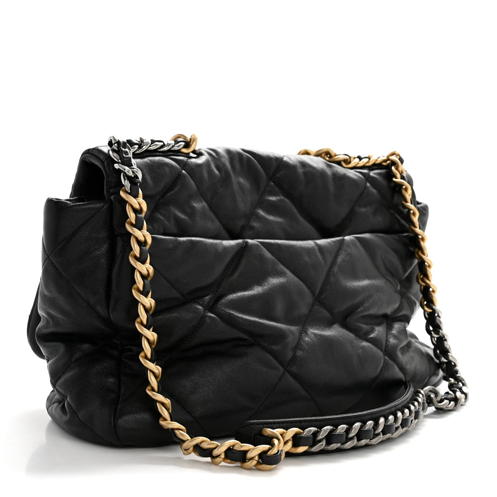 Goatskin Quilted Maxi Chanel 19 Flap Black