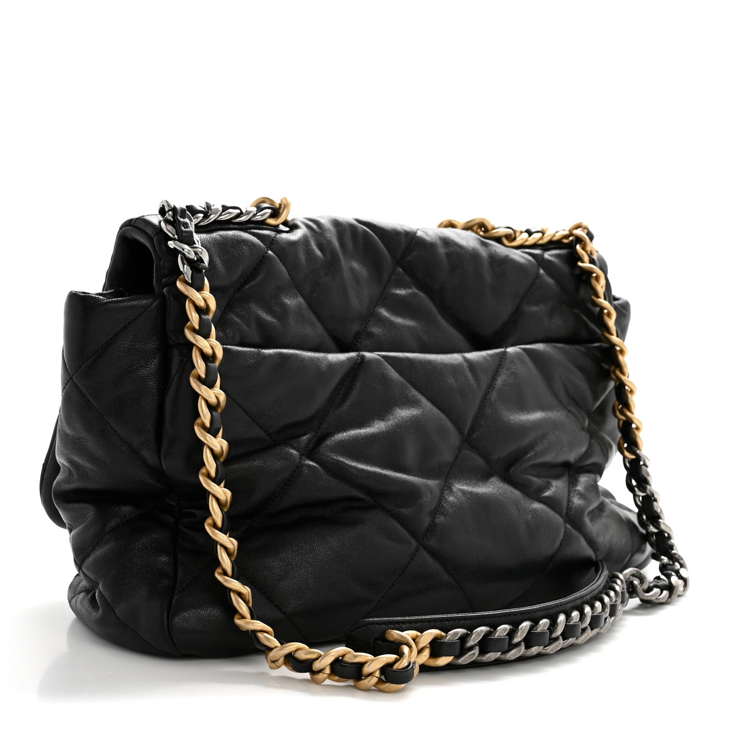 Goatskin Quilted Maxi Chanel 19 Flap Black