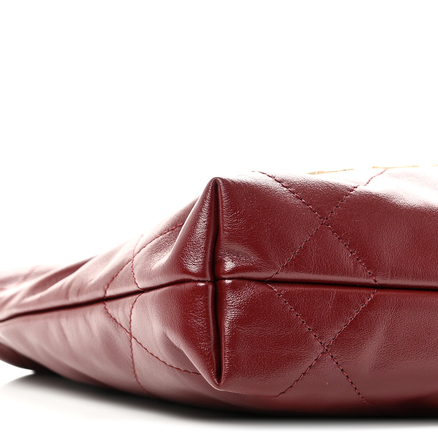 Shiny Calfskin Quilted Mini Chanel 22 Dark Burgundy