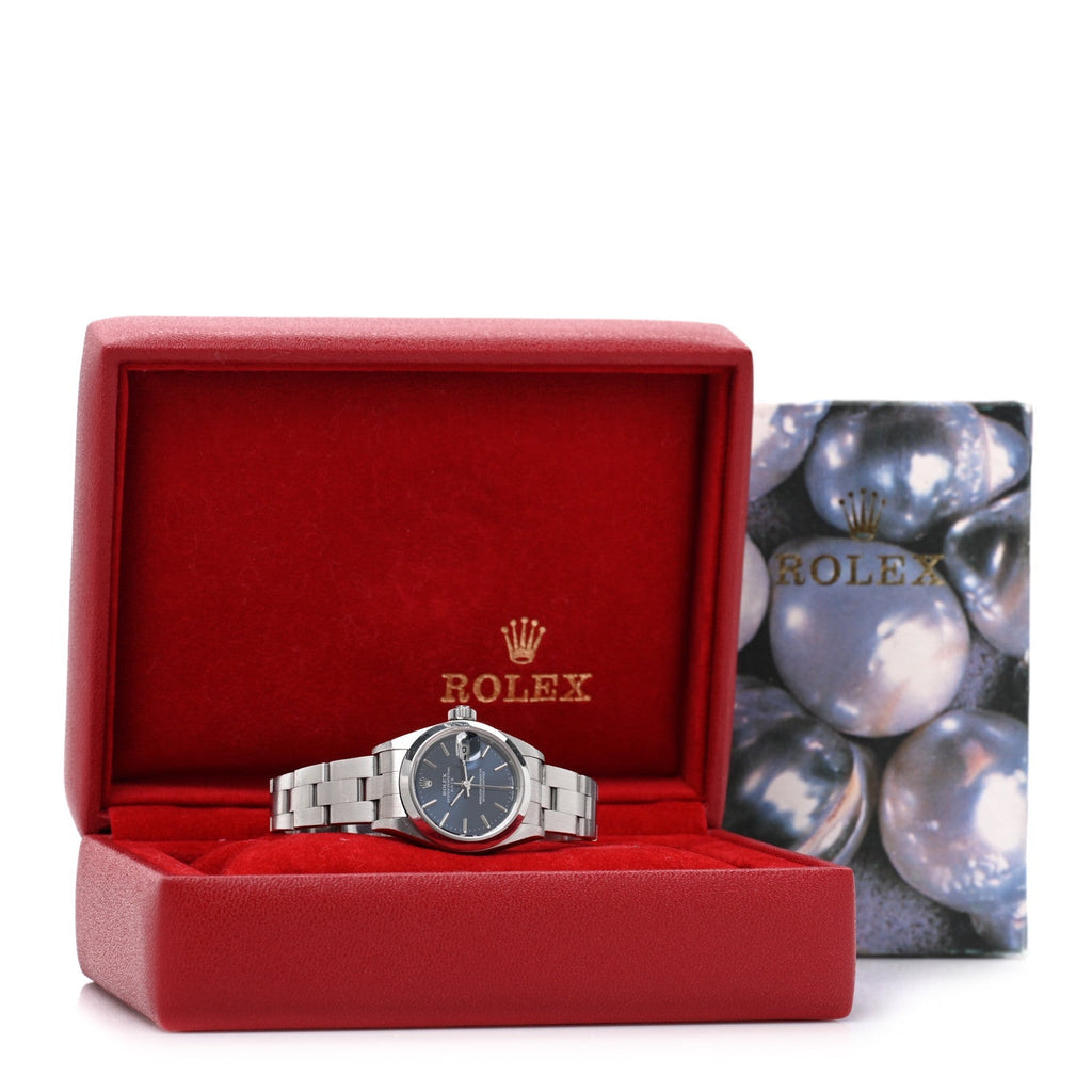 Stainless Steel 26mm Oyster Perpetual Date Watch Blue 79160