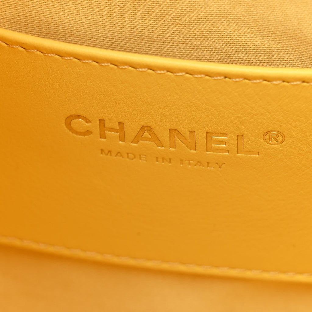 Caviar Quilted Small Chanel 25 Handbag Light Yellow