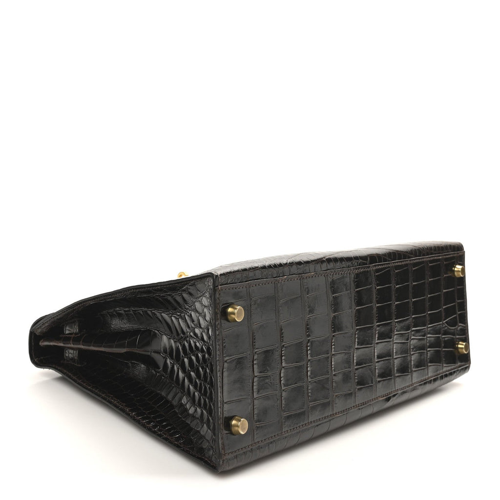 Shiny Alligator Kelly Sellier 32 Havane