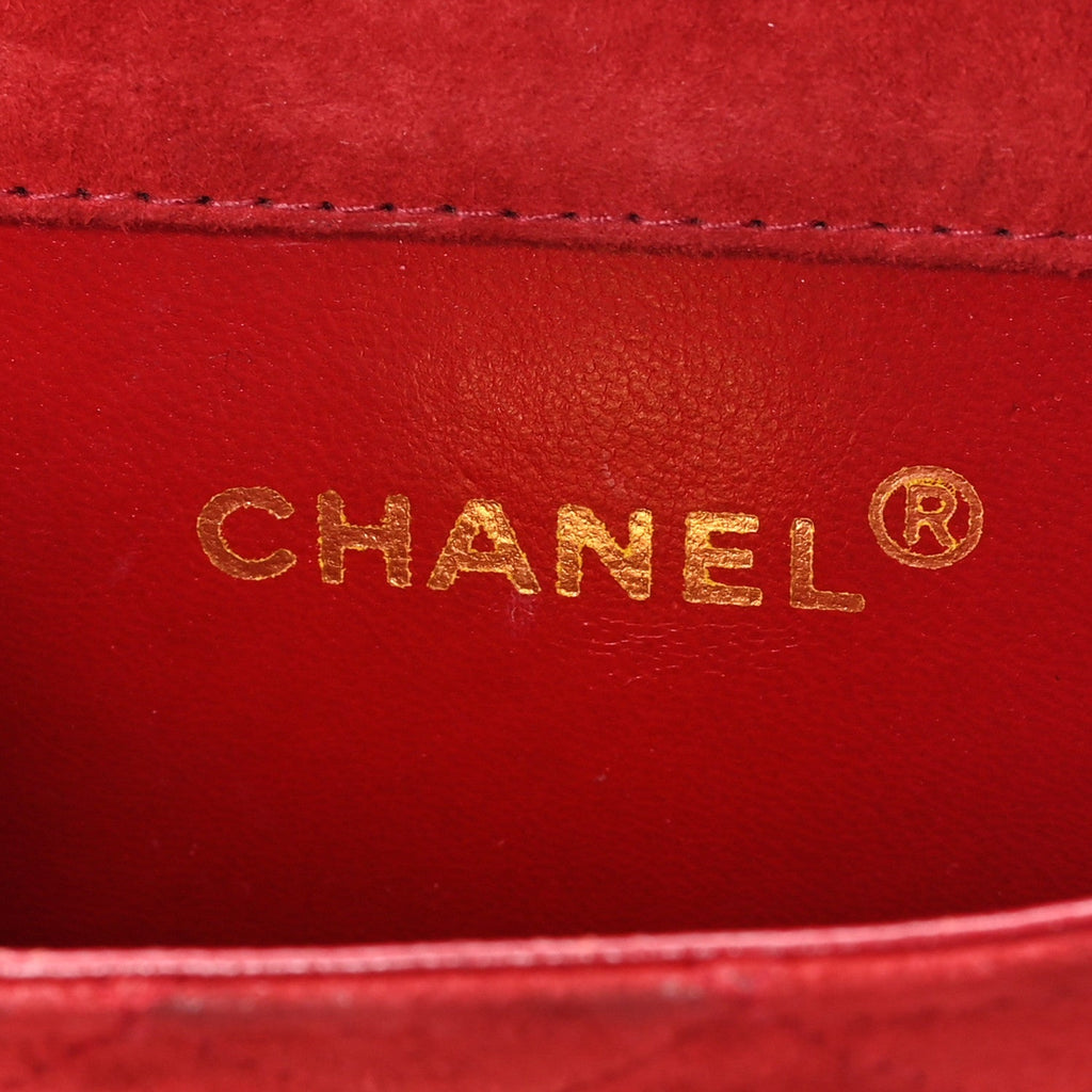 Suede Quilted Mini Square Flap Red