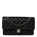 Caviar Quilted Medium Double Flap Black