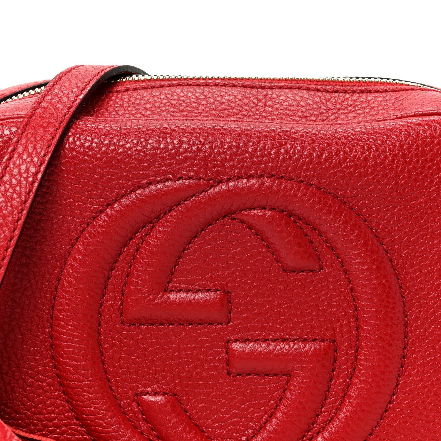 Pebbled Calfskin Small Soho Disco Bag Vibrant Red