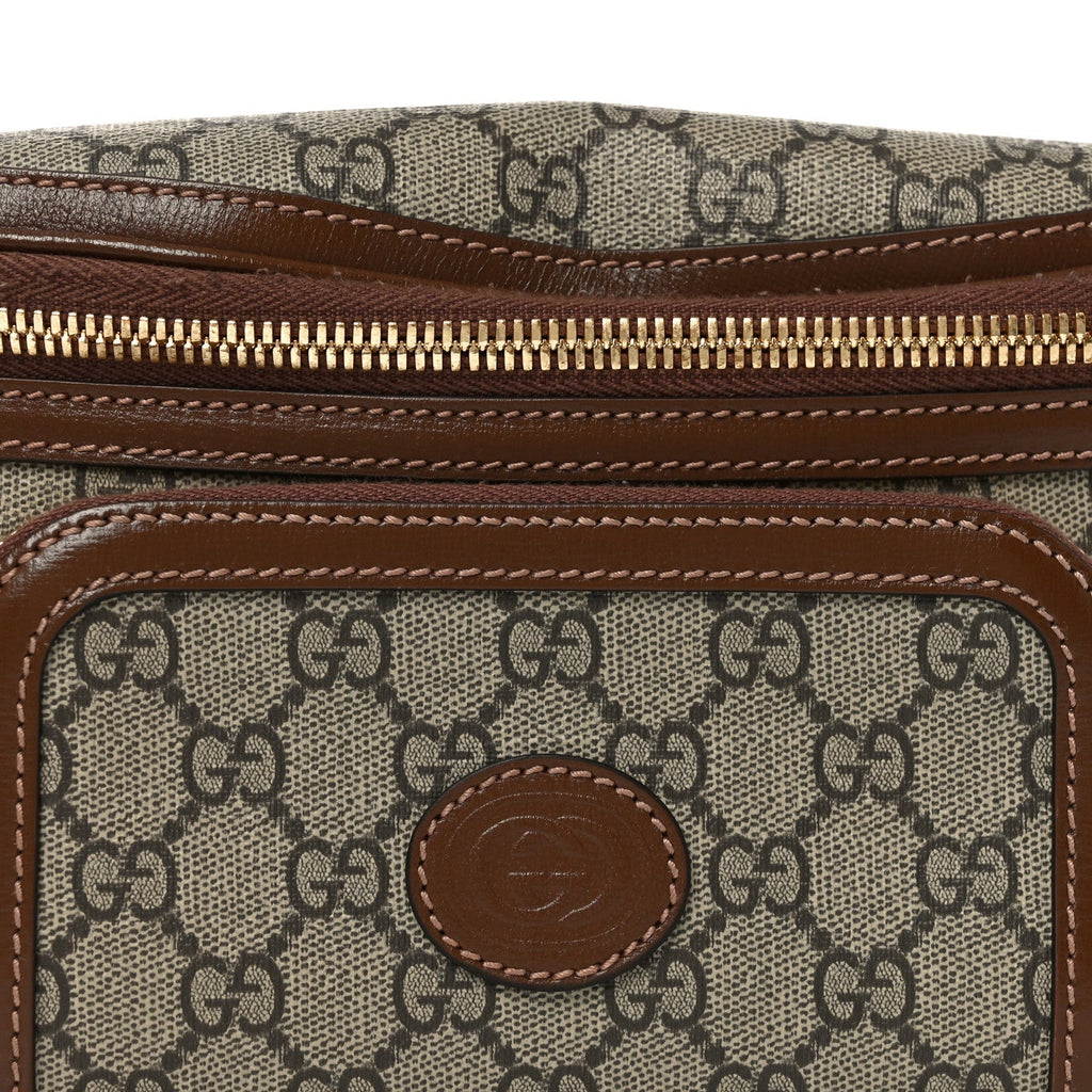 GG Supreme Monogram Textured Calfskin Retro Interlocking G Belt Bag Beige Ebony Brown Sugar
