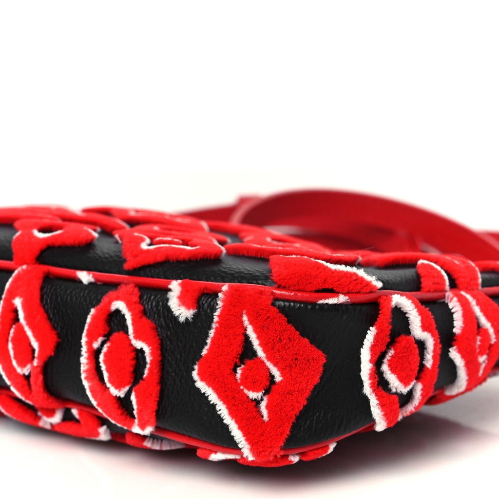 X UF Tufted Monogram Pochette Accessories Black Red