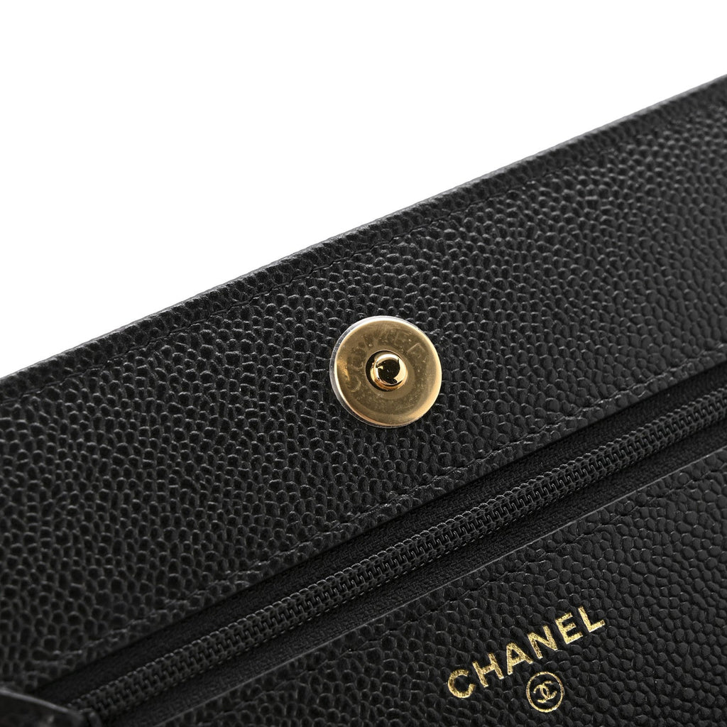 Caviar Quilted Miss Coco Wallet On Chain WOC Black