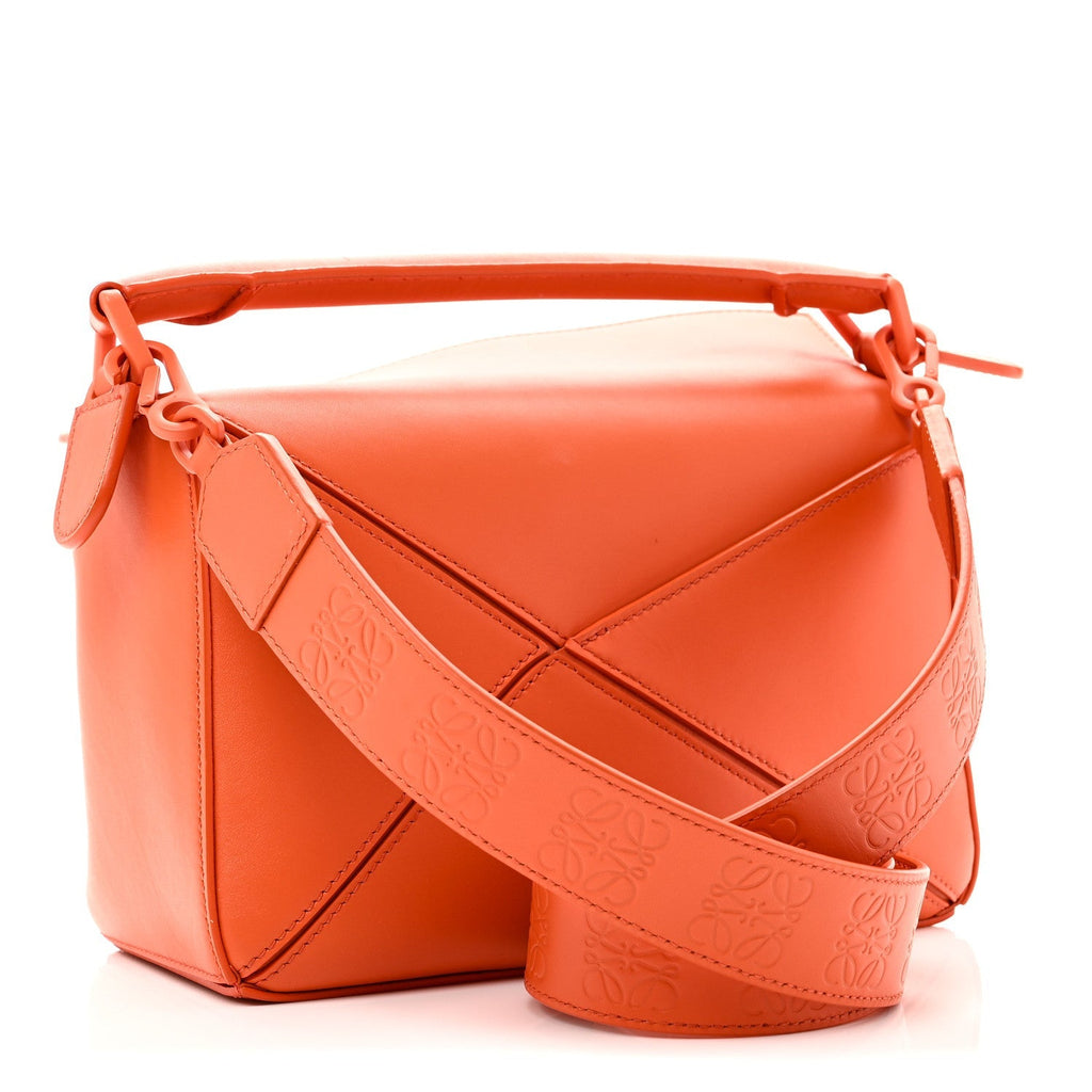 Satin Calfskin Small Puzzle Bag Orange