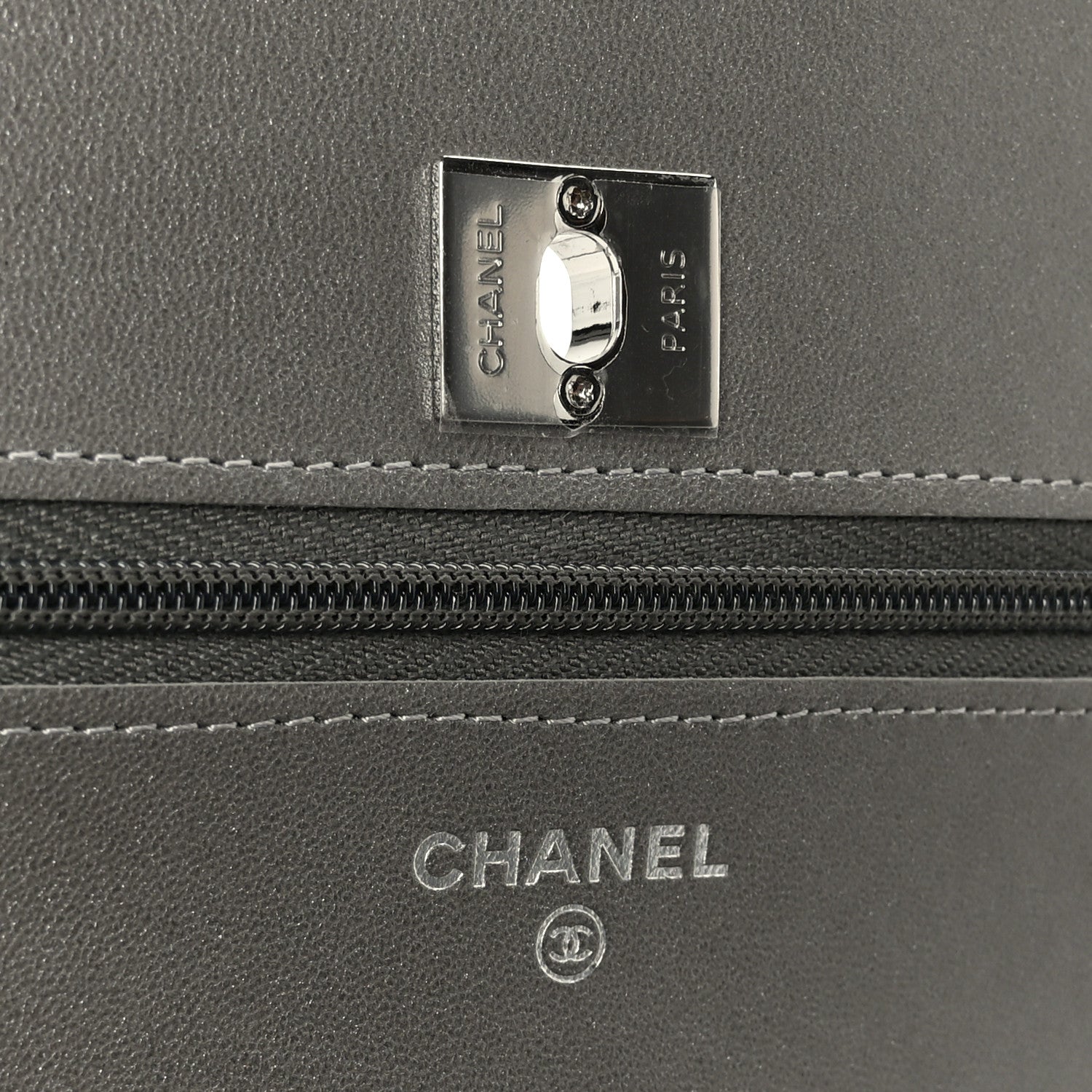 Lambskin Crystal Quilted Wallet On Chain WOC Grey