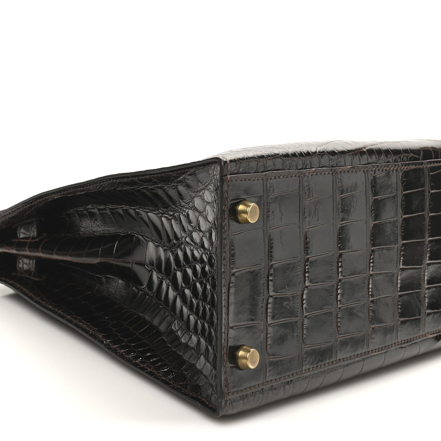 Shiny Alligator Kelly Sellier 32 Havane
