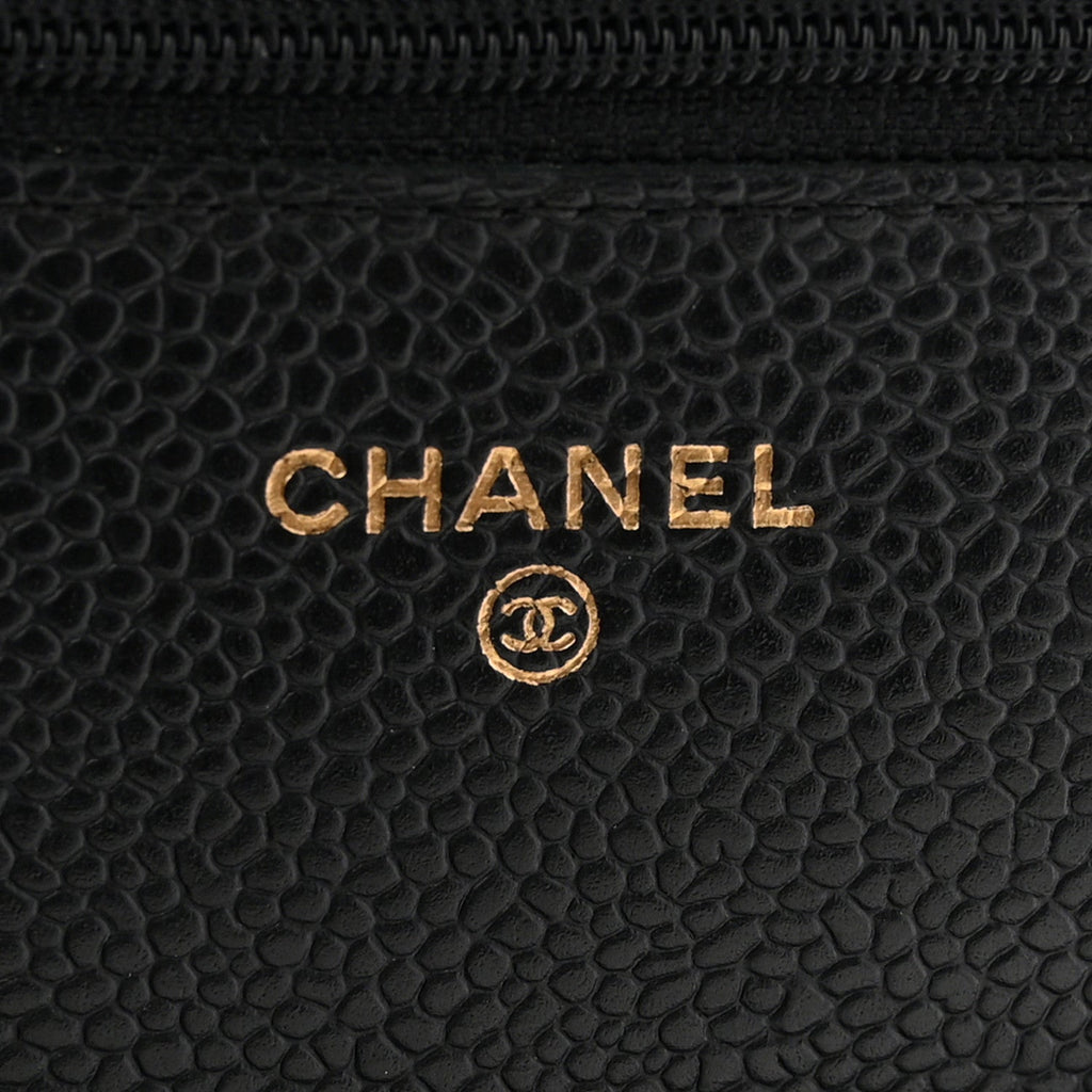 Caviar Quilted Wallet on Chain WOC Black