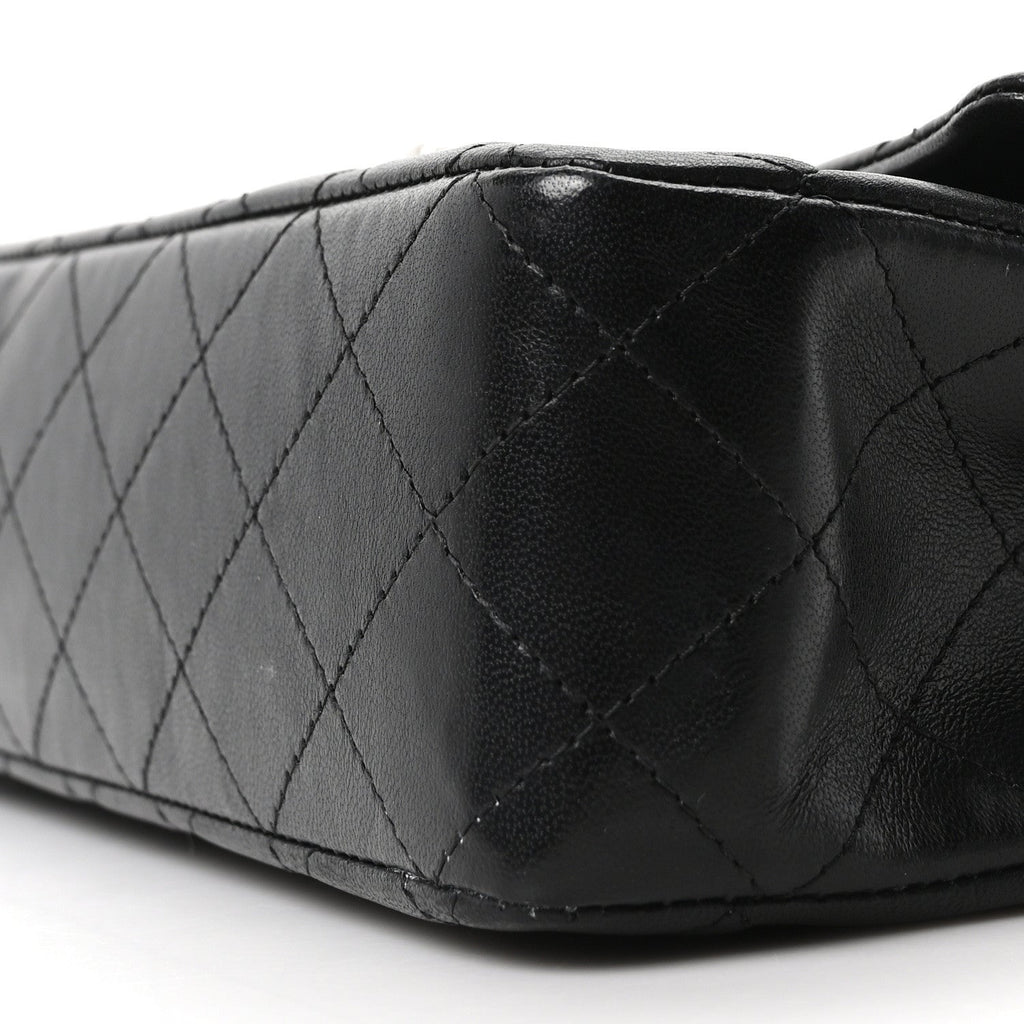 Lambskin Quilted Medium Double Flap Black
